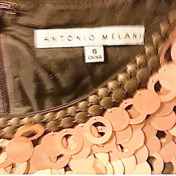 Antonio Melani Coco Brown Satin Sleeveless Sheathe Dress Size 6 - Picture 7 of 8